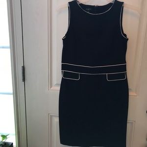 Talbots black dress with white piping 8P